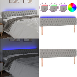 vidaXL Hoofdbord LED 200x7x78/88 cm stof lichtgrijs - Hoofdbord - Hoofdborden - Hoofdeinde - Houten Hoofdbord