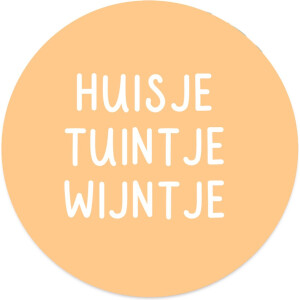 Label2X - Muurcirkel huisje tuintje wijntje geel - Ø 100 cm - Dibond - Multicolor - Wandcirkel - Rond Schilderij - Muurdecoratie Cirkel - Wandecoratie rond - Decoratie voor woonkamer of slaapkamer
