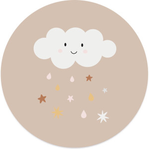 Label2X - Muurcirkel kids wolkje - 60 cm - Forex - Multicolor - Wandcirkel - Rond Schilderij - Muurdecoratie Cirkel - Wandecoratie rond - Decoratie voor woonkamer of slaapkamer