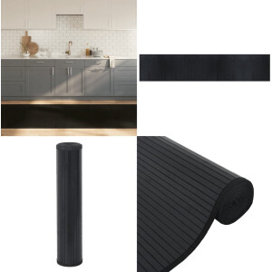 vidaXL Vloerkleed rechthoekig 100x1000 cm bamboe zwart - Vloerkleed - Vloerkleden - Tapijt - Vloerbedekking