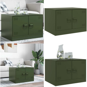 vidaXL Salontafel 67x50x44 cm staal olijfgroen - Salontafel - Salontafels - Bijzettafel - Banktafel
