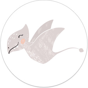 Label2X - Muurcirkel kids vliegende dino - 12 cm - Dibond - Multicolor - Wandcirkel - Rond Schilderij - Muurdecoratie Cirkel - Wandecoratie rond - Decoratie voor woonkamer of slaapkamer