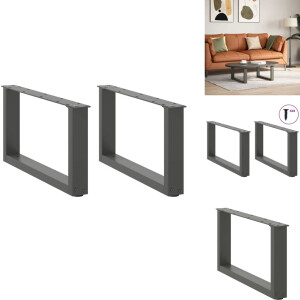 vidaXL Salontafelpoot - Salontafelpoten - Tafelpoot - Meubeltafelpoot - Salontafelpoten 2 st U-vormig 70x(30-31) cm staal antraciet
