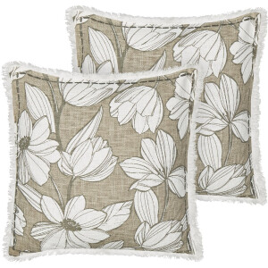 BELIANI CYANOTIS - Sierkussen set van 2 - Gebroken wit/Groen - Katoen