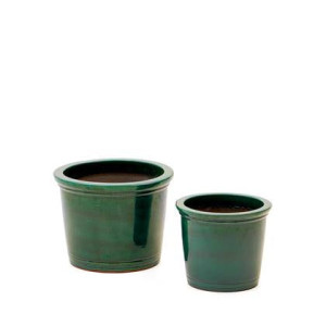 Kave Home - Set Presili van 2 keramiek bloempotten afgewerkt met groen