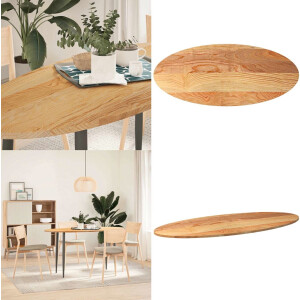 vidaXL Tafelblad 140x60x2 cm ovaal massief eikenhout lichtbruin - Tafelblad - Tafelbladen - Salontafelblad - Bijzettafelblad