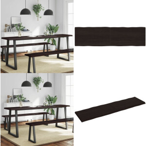 vidaXL Tafelblad natuurlijke rand 220x60x(2-6)cm eikenhout donkerbruin - Tafelblad - Tafelbladen - Plank - Houten Tafelblad