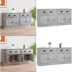 vidaXL Dressoirs 2 st bewerkt hout betongrijs - Dressoir - Dressoirs - Kast - Wandkast