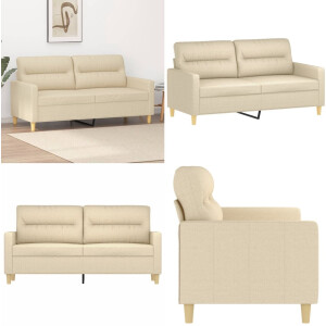 vidaXL Tweezitsbank 140 cm stof crèmekleurig - 2-zitsbank - 2-zitsbanken - Bank - Tweezitsbank