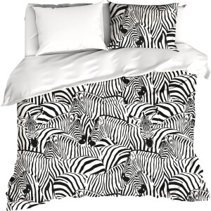 De Witte Lietaer Dekbedovertrek Zebra Eggshell - Hotelmaat - 260 x 240 cm - Katoen Satijn