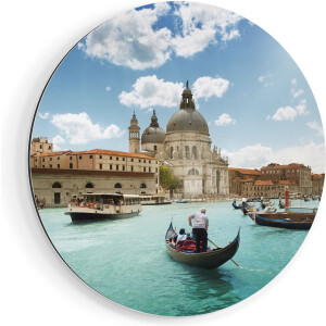 Artaza Dibond Muurcirkel Basiliek San Marco in Venetië op het Water - Ø 90 cm - Groot - Wandcirkel - Rond Schilderij - Voor Binnen en Buiten