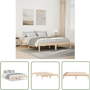 vidaXL Bed - Bed Frame - Bedframe extra lang zonder matras massief grenenhout 140x220 cm - Hout - Grenen - Massief