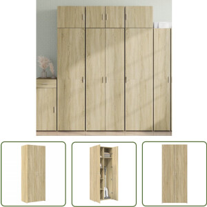 vidaXL Houten Kast - Hoge Kast - Hoge kast 70x42,5x185 cm bewerkt hout sonoma eikenkleurig - Bruine Kast - Opslagkast - Salonkast
