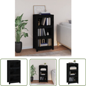 vidaXL Houten Boekenkast - Boekenkast - Boekenkast 50x35x97 cm massief grenenhout zwart - Bibliotheek Kast - Opslagruimte - Vintage Boekenkast