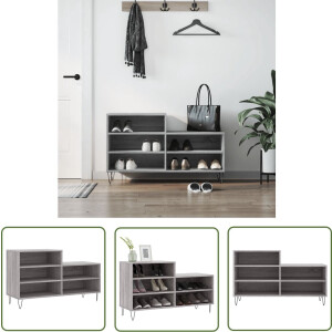 vidaXL Grijze Schoenenkast - Schoenenkast - Schoenenkast 102x36x60 cm bewerkt hout sonoma grijs - Houten Schoenenkast - Schoenen Organisatie - Bergruimte