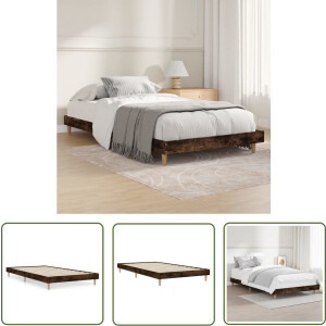 vidaXL Houten Bed - Bed Frame - Bedframe zonder matras hout gerookt eikenkleurig 90x190 cm - Bruine Bed - Single Bed - Tweepersoons Bed
