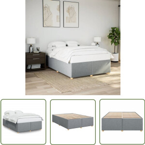 vidaXL Houten Bedframe - Bed Frame - Bedframe zonder matras stof lichtgrijs 140x200 cm - Slaapcomfort - Tweepersoonsbed - Boxspring