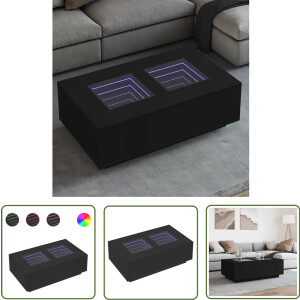 vidaXL Led Tafellamp - Salontafel - Salontafel met Infinity LED 116x69x40 cm zwart - Koffietafel - Tv Tafel - Living Room Decoratie