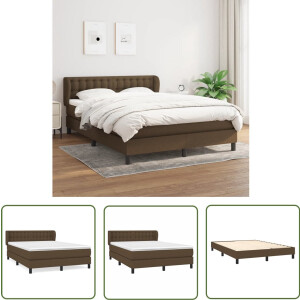 vidaXL Boxspring - Donkerbruin - 140x200 cm Boxspringbed - Donkere Bruine Boxspring - Slaapcomfort - Pocketed Veren Matras - Adjustable Headboard