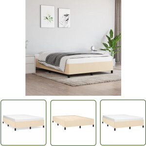 vidaXL Houten Bed - Bedframe - Bedframe zonder matras stof crèmekleurig 140x200 cm - Creme Bed - Tweepersoons Bed - Boxspring Bed