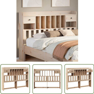 vidaXL Houten Hoofdbord - Hoofdbord - Hoofdbord met opbergruimte 140 cm massief grenenhout - Grenenhouten Hoofdbord - Hoofdbord Met Opbergruimte - Slaapkamersdecoratie