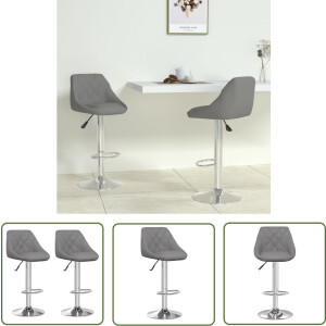 vidaXL Barkrukken - Barstoelen - Barkrukken 2 st kunstleer grijs - Keukenstoelen - Eetkamerstoelen - Industriële Stoelen