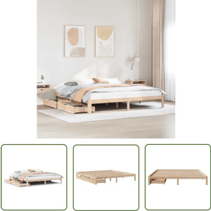 vidaXL Houten Bed - Bedframe - Bedframe met lades massief grenenhout 180x200 cm - Bed Met Lades - Slaapcomfort - Slaapkamerdecoratie