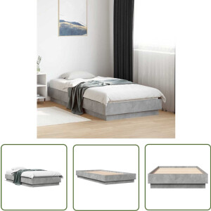 vidaXL Bed Frame - Beton Grijs Bed - Bedframe bewerkt hout betongrijs 90x190 cm - Houten Bed - Tweepersoonsbed - Enkelpersoonlig Bed