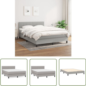 vidaXL Boxspring - Boxspringbed - Boxspring met matras stof lichtgrijs 140x200 cm - Tweepersoonsbed - Slaapcomfort - Matras