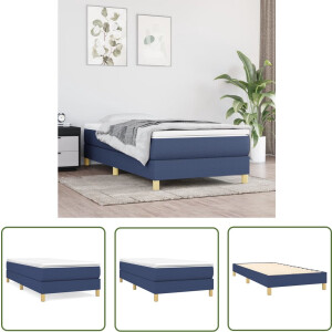 vidaXL Bed Frame - Boxspring Frame - Bedframe zonder matras 90x200 cm stof blauw - Tweepersoons Bed - Blauwe Bed - Stoffen Bed