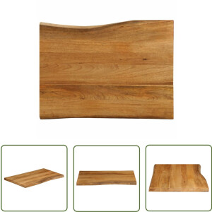 vidaXL Mangohout - Tafeltblad - Tafelblad met natuurlijke rand 80x60x2,5 cm massief mangohout - Eiken Kleur - Naturel - Vintage