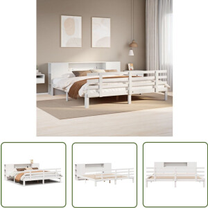 vidaXL Bedden - Slaapkamers - Bed met boekenkast zonder matras grenenhout wit 180x200 cm - Houten Bedden - Massief Grenenhout - Boekenkastbed