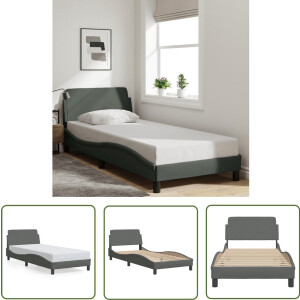 vidaXL Donkere Kleuren - Bedframe - Bedframe Dover 90x190 cm stof donkergrijs - Houten Bed - Tweepersoonsbed - Stapelbaar Bed