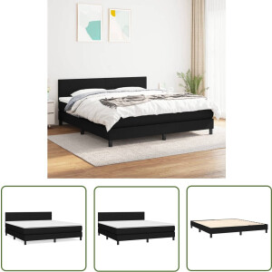 vidaXL Boxspring - Boxspringbed - Boxspring met matras stof zwart 160x200 cm - Tweepersoonsbed - Slaapcomfort - Pocketed Spring Mattress