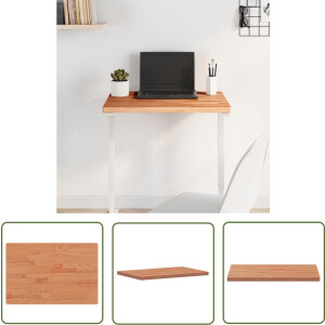 The Living Store Houten Tafelblad - Massief Beukenhout - 60 x 40 x 2.5 cm - Rechthoekig