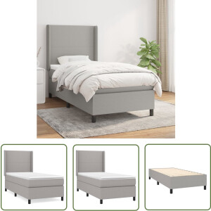 vidaXL Slaapcomfort - Boxspring Bed - Boxspring met matras stof lichtgrijs 100x200 cm - Boxspring Frame - Tweepersoons Bed - Grijs Bed