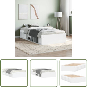 vidaXL Houten Bedframe - Modern Bed Frame - Bedframe wit 90x190 cm - Witte Bedframe - Slaapkamersdecoratie - Eenpersoonsbed
