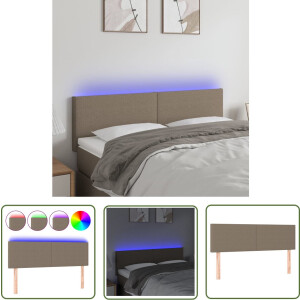 vidaXL Hoofdbord Met Verlichting - Hoofd Bord Led - Hoofdbord LED 144x5x78/88 cm stof taupe - Hoofdbord Taupe - Leeshoek Verhogen - Comfortabel Hoofdbord