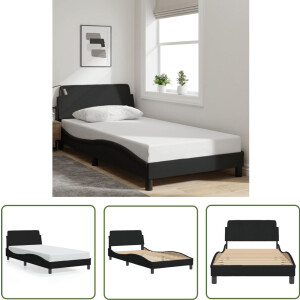 vidaXL Zwarte Bed - Bedframe - Bedframe Dover 100x200 cm stof zwart - Tweepersoons Bed - Stoffen Bed - Modern Bed