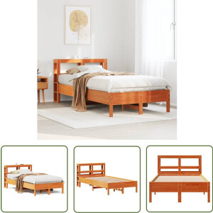 vidaXL Houten Bed - Bedframe - Bedframe zonder matras massief grenenhout wasbruin 120x200 cm - Bed - Slaapkamervloer - Slaapcomfort