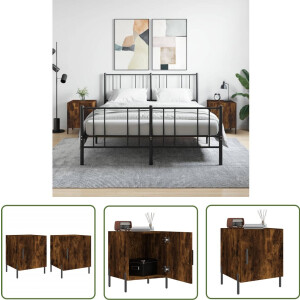 vidaXL Nachtkastjes - 2 stuks - Gerookt Eiken - 40x50 cm Nachtkastjes - Nachtkasten - Houten Nachtkastjes - Bruine Nachtkastjes - Modern Design