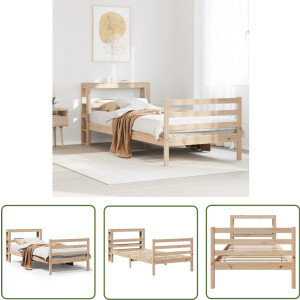 vidaXL Houten Bed - Bed Frame - Bedframe zonder matras massief grenenhout 75x190 cm - Grenenhout Bed - Slaapcomfort - Opbergmogelijkheid