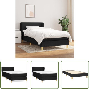vidaXL Boxspring - Boxspring Bed - Boxspring met matras stof zwart 80x200 cm - Tweepersoonsbed - Slaapcomfort - Matras