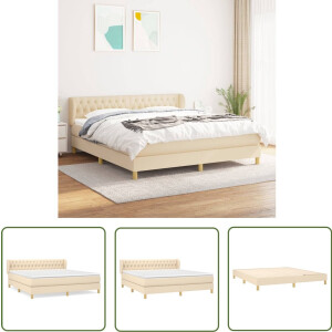 vidaXL Boxspring crème 180x200 cm met Matras Boxspringbed - Boxspring - Creme Kleurig Bed - Tweepersoons Bed - Groot Bed