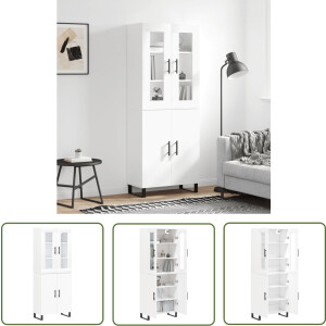 vidaXL Opbergkast - Hoge Kast - Hoge kast 69,5x34x180 cm bewerkt hout wit - Houten Kast - Wit Kast - Woonkamer Kast