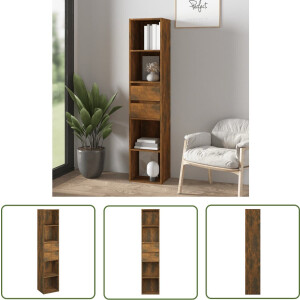 vidaXL Houten Boekenkast - Boekenkast - Boekenkast 36x30x171 cm bewerkt hout gerookt eikenkleurig - Boekenplank - Bergruimte - Livingroom Furniture