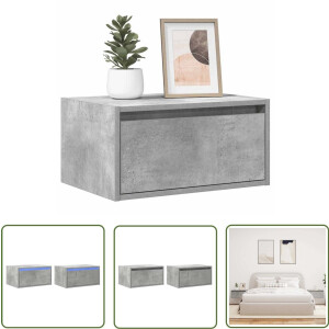 vidaXL Led Verlichting - Nachtkast - Nachtkastjes met LED's 2 st wandgemonteerd betongrijs - Wandlamp - Slaapkamervloeren - Meubels