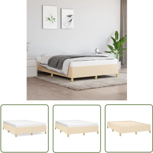 vidaXL Tweepersoons Bed - Bed Frame - Bedframe zonder matras stof crèmekleurig 140x200 cm - Stoffen Bed - Creme Bed - Bed Kopen