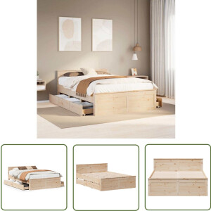 vidaXL Slaapcomfort - Bedframe - Bedframe zonder matras met hoofdbord grenenhout 140x190 cm - Hout Meubel - Grenenhout - Boxspring