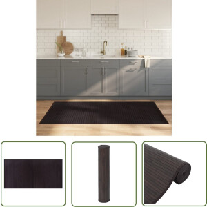 vidaXL Vloertapijt - Bamboetapijt - Vloerkleed rechthoekig 100x200 cm bamboe donkerbruin - Donkere Tapijten - Woontapijt - Kamerdecoratie